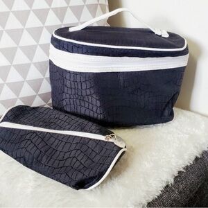 Black Textured Cosmetic Bag Set